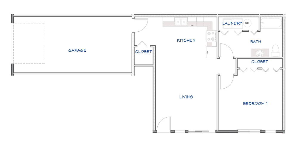 1 bedroom lower unit floor plan