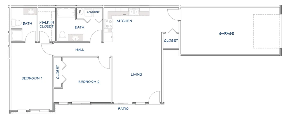 2 bedroom lower unit floor plan
