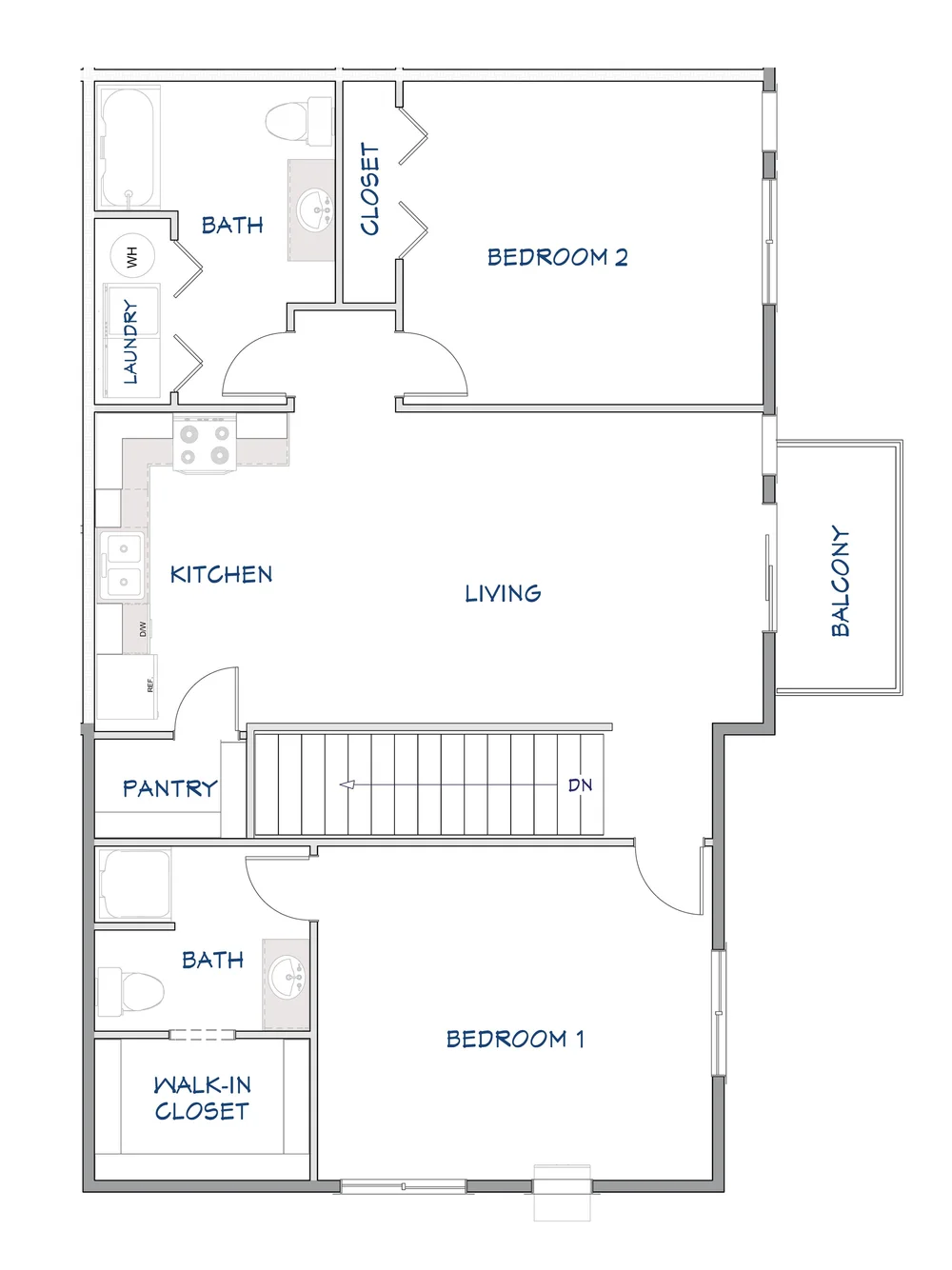 2 bedroom upper unit A floor plan