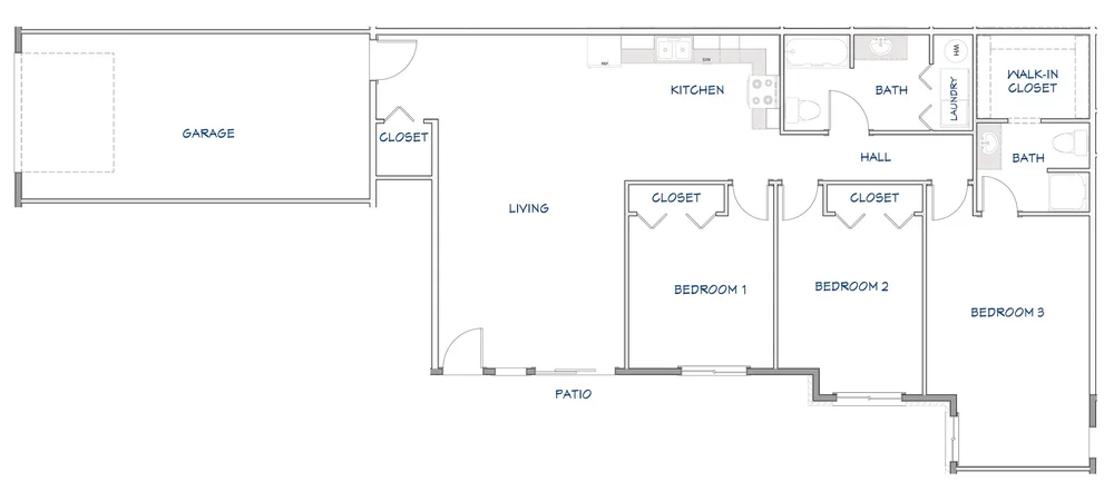 3 bedroom lower unit floor plan
