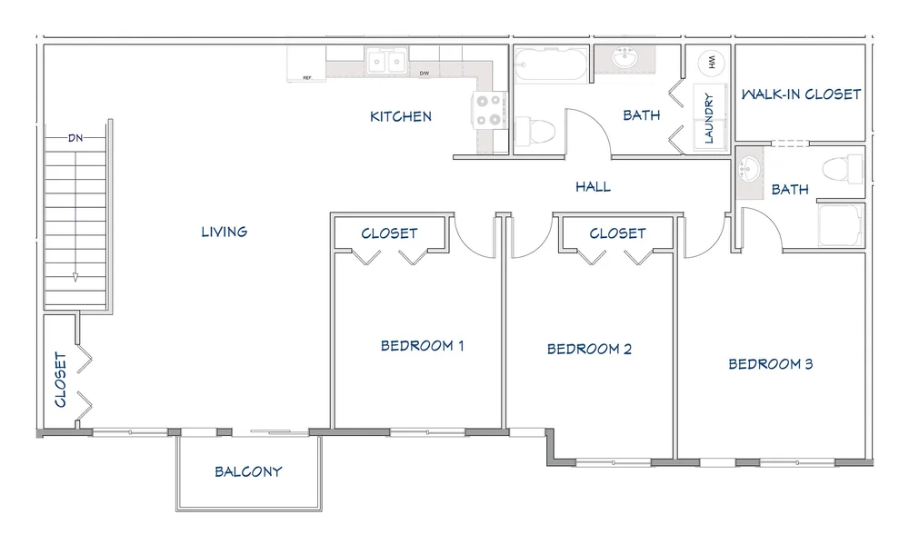 3 bedroom upper unit floor plan