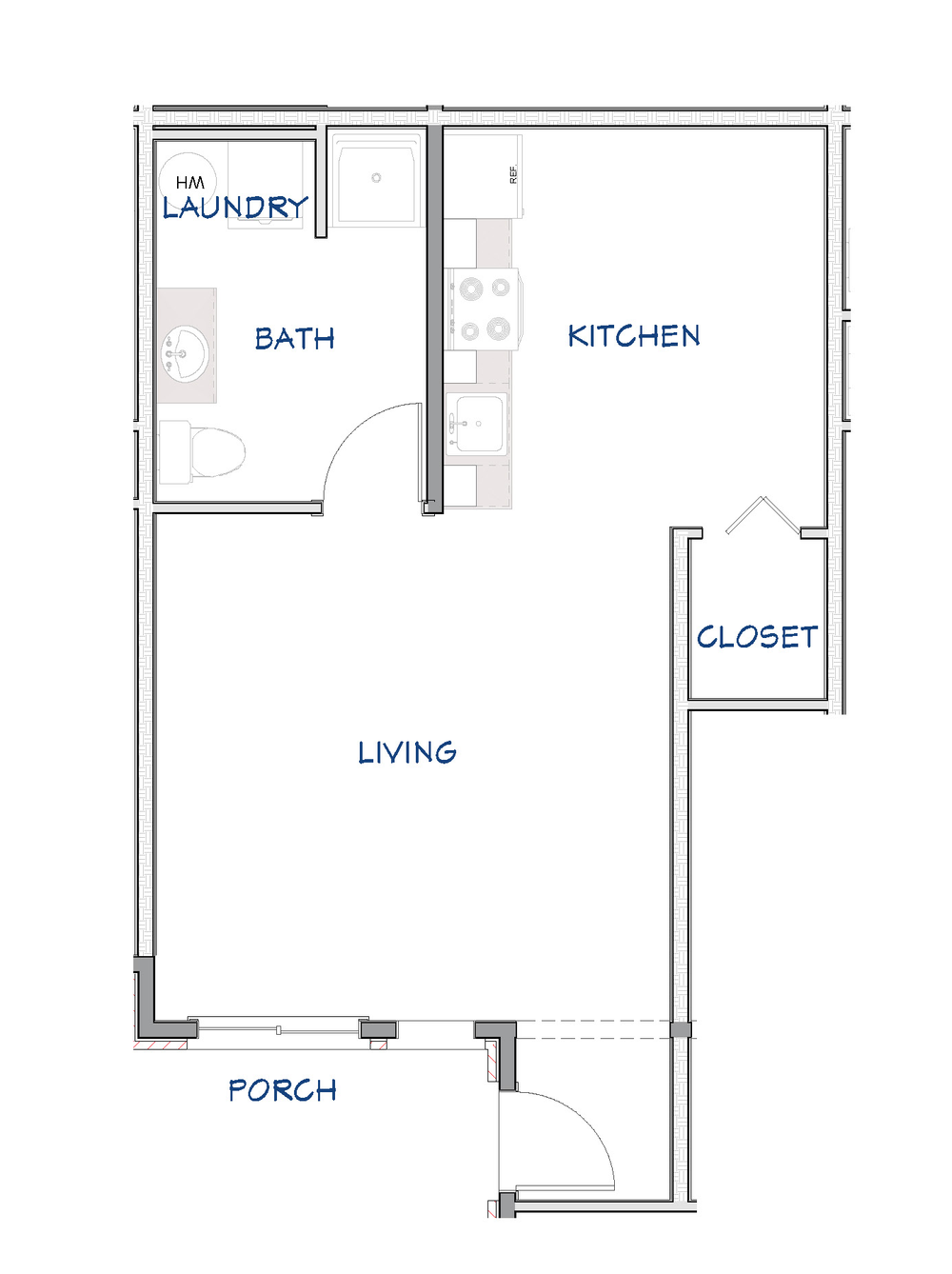 Studio lower unit layout A floor plan